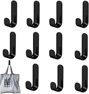 Wall Hooks,Granmagazz 12 Pcs Adhesive Wall Hooks, Adhesive Towel Hook, Self Adhesive Wall Hooks, Heavy Duty Coat Hooks for Bathroom, Kitchen, Shower (Black)