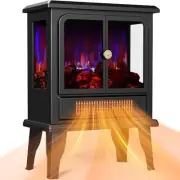 BLITZHOME 18 Electric Fireplace Heater With 3D Flame Thermostat 750/1500W Heatin