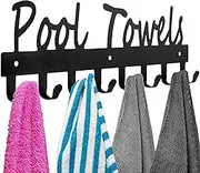 TJHypenete Pool Towel Hooks, 8 Hooks Wall Mount Bathroom Towel Rack, Towel Holder, Indoor Outdoor Towel Drying Rack Robe Hanger Organizer, Swimming Pool Storage for Coat, Swimsuit, Umbrella, Bag, Keys