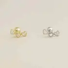 14K REAL Solid Gold Triple Mini Heart CZ Cartilage Daith Helix Tragus Piercing