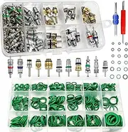 NOTISH Car A/C Repair Kit, 270PCS O-Ring Set + 102PCS Car Air Conditioner Valve Core Kit with Double Head Install Tool, A/C R12 R134a Refrigeration Tire Valve Stem Cores, O-Ring Seals Kit