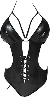 [Generic] Plus Size Two Piece Lingerie for Women Fashion Women Sexy Leather Sleepwear Lingerie Underwear Nightdress Womens Lingerie Plus