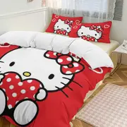 v519 Hello Kitty 3-Piece Twin Bed Set - Includes 1 Single Comforter And 2 Pillowcases Bedding - Fade Resistant Microfiber - Hello Kitty io519