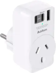 European Travel Adapter, Addtam International Power Plug with 3 USB(2 USB C 1 US