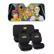 New Scooby Doo Mystery Car Front Back Rear Seat Cover Set & Windshield Sunshade