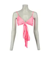 Pink Tied Wrap Cropped Top