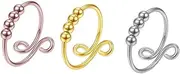 BRIGHTFUFU 3 Pack Rotating Anxiety Relief Fidget Ring Beads Ring for Alloy Material Smooth Shiny Bead for Anxiety Management