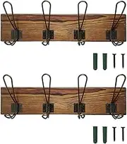 Rustic Coat Rack Wall Mounted, Solid Wooden Coat Hook Rack with 8 Hooks Perfect Touch for Your Entryway, Mudroom, Kitchen, Bathroom and More (Brown) (16.34inch