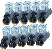 KLVN 10pcs MY2P HH52P MY2NJ 12V/24V AC/DC Coil General Purpose DPDT Micro Mini Relay with Socket (Size : AC 24V)