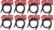 8 Rockville RCXMB10-B Black 10' Male REAN XLR to 1/4'' TRS Balanced Cables