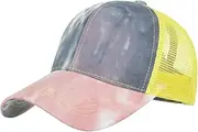 [YMXWAN] Men's Beret Ponytail Hole Mesh Cap Baseball Cap Duck Tongue Hat Sun Hat Sunshade Hat, 1, One Size