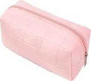 Plush Makeup Bag Cosmetic Bag for Women,Zipper Large Solid Color Travel Toiletry Bag Travel Make Up Toiletry Bag Washing Pouch (Pink, One Size)