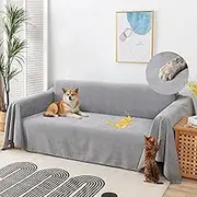 Osunnus Waterproof Sofa Cover for Pets Water Resistant Sectional Couch Cover Washable Scratch Proof Sofa Slipcover Furniture Protector for Dogs Cats, Light Gray 71" x 118"