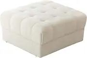 OIKITURE Boucle Ottoman Modular for Sectional Sofa, Armless Lounge Chair with Upholstery Fabric, Ottoman Easy Assembly for Bedroom Living Room, White