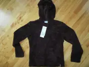 Columbia Brown S Fleece Pull Over V-Neck Pouch Hoodie NWT Soft & NICE !