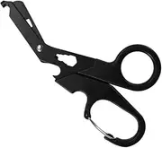 TISCH Medical Scissors, Bent Matte Titanium-Coated Stainless Steel Bandage Scissors for Doctor or Nurse, Emergency Room or Outdoor Camp (19 cm) (Black)