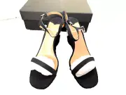 Tony Bianco Tanita Black Suede Ankle Strap Heels Wedge Open Toe Sandals Sz 8 New