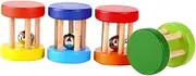 HAWILLOSCH 4Pcs Wooden Rattle Random Color Hand Bells for Sensory Play and Motor Skill Development Safe and Comforting Educational for Boy Girl