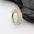 14 Karat Gold Brilliant Sparkle Triple Lined Gems Seamless Clicker Hoop Ring
