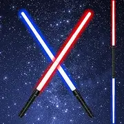 Light Saber, Light Sabers for Kids with FX Sound, 2 in 1 Expandable Light Swords Gift Set for Halloween Dress Up Parties Costume, Galaxy War Fighters and Warriors