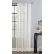 Textured Linen Blend Sheer Rod Pocket Curtain Panel 52"W x 96"L Pearl Cream