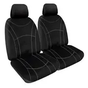 Getaway Neoprene Ready Made Seat Covers - Front, Black/Silver Stitch, Suits Hiace