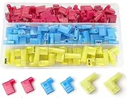 100Pcs 3-Values Right Angle Spade Connector 22-18/16-14/12-10AWG Nylon Quick Disconnect Flag Terminal Connector Red/Yellow/Blue 90 Degree Wire Terminal Connector in Disconnect Terminal
