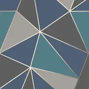 Apex Geometric Wallpaper Fine Decor Aqua/Navy Blue