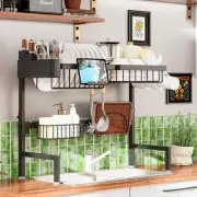 Over The Sink Dish Drying Rack, Expandable Height and Length, 2 Tier Large, S...
