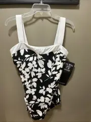 Miraclesuit Swimwear 12 Black & White One Piece Swimsuit NWT