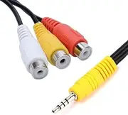 Long Plug 3.5mm AUX Male to 3 RCA Female AV Composite Cable Stereo Audio Adapter