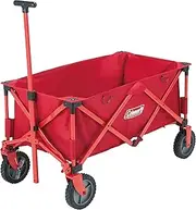 Coleman Collapsible Camping Wagon, Foldable Pull Wagon, 4 Wheel Festival Trolley, Portable Hand Cart, Red, 52 x 97 x 57 cm