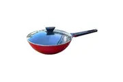 Neoflam Amie 30cm Induction Cookware Wok Pan Red with glass lid