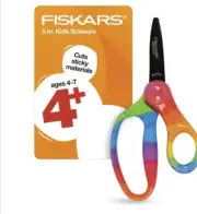 Fiskars 5" Scissors Kids Age 4+ Pointed Tip Rainbow Safety edge blade NEW