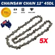 5X CHAINSAW CHAINS SEMI CHISEL 3/8LP 050 45DL FOR OZITO 12 BAR 25.4CC AU