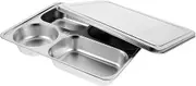 CIYODO Divided Dinner Plate Stainless Steel Food Serving Tray Compartment Lunch Divided Tray for Buffet Restaurant Camping Home Use Easy to Clean Stackable