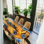 Made To Order Ocean Wave Epoxy Resin Console Bar Hotel Dining Table Hallway Deco