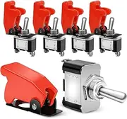 TZAONEN Toggle Switch, Waterproof Toggle Switch 5Pcs with Weatherproof Boot Cap Cover - Heavy Duty ON-Off Switch for Auto Car Marine Boat, Plastic and Metal