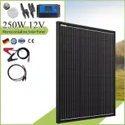 250W 12V Solar Panel Kit Mono Caravan Home Off Gird Battery Charging Power Bank