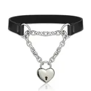 Goth Choker Necklaces for Women, Black Choker and Heart Padlock Day Collar wi...