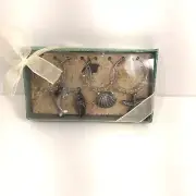 Set of 4 Silver Pewter Wine Charms Stem Glass Marker Beach Themed