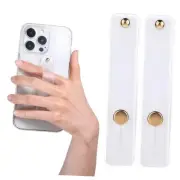2Pcs Phone Case Holder Strap, Phone Loops for Back of Phone White Silicone