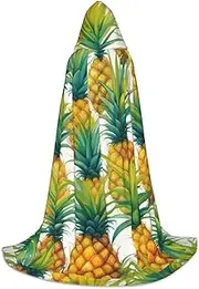 VPPUR Exotic Tropical Pineapples Print Unisex Hooded Cloak For Carnival Theme Party Decorations Witch Costume Cosplay