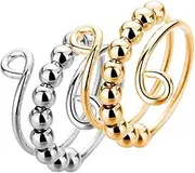 NAMOARLY Metal Anxiety Ring by Compact Fidget Ring Portable Anxiety Ring Finger Ring for Women Decorative Stress Ring Wear-Resistant