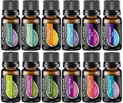 Top Essential Oils Set and Essential Oils Blends - Top 12/0.33oz (10ml) Essential Oils and Blends for Diffuser, Humidifier, Massage, Aromatherapy and Soul - Perfect Starter Kit - Book & Life Recipes