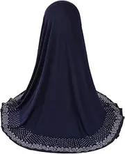[Generic] Women Shiny Rhinestones Elegant Long Turban Cap Head Wrap Scarf