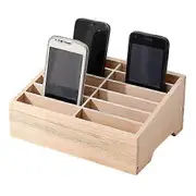 12/16Grids Wooden Cell Phone Holder Eco-Friendly Free Standing Design Desktop Organizer Phone Display Rack Storage Box A