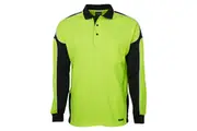 JB's Mens Arm Panel Hi-vis Polo Work Shirt 6AP4L - Lime/Black