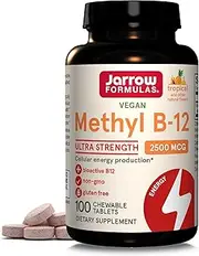 Jarrow Formulas Methyl B-12,Supports Brain Cells and Nerve Tissue, 2500 mcg, 100 Lozenges