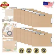 12-Pcs Durable 11x17 Wooden Clipboards with Double Clips - Ideal for Art & Notes